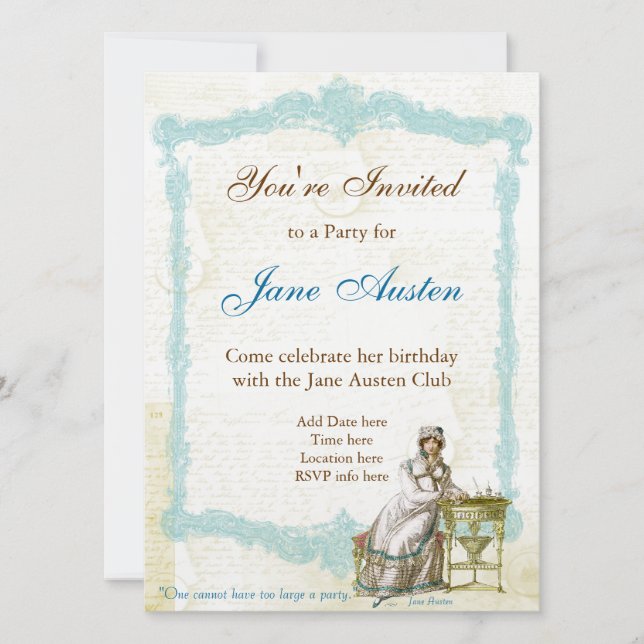 Jane Austen Custom Invitations (Front)