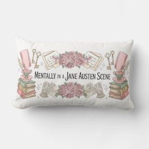Jane Austen Cute Pillow, Readers Gift, Book Lover Lumbar Cushion