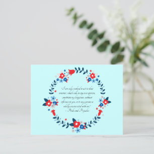 Jane Austen Happiness Quote, Pride and Prejudice Holiday Postcard