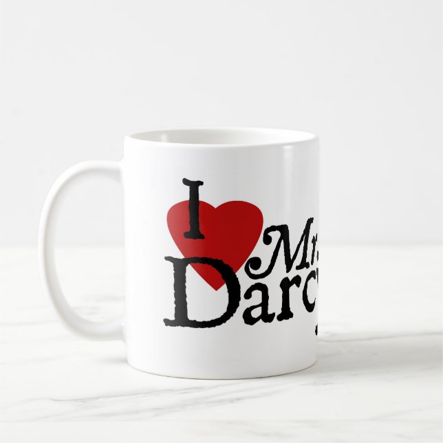 Jane Austen Heart Darcy Mug (Left)