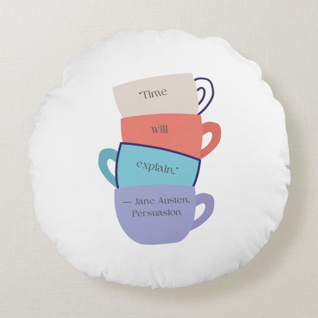 Jane Austen Inspired Round Pillow (Front)