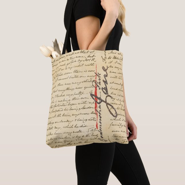 Jane Austen Letter Tote Bag (Close Up)