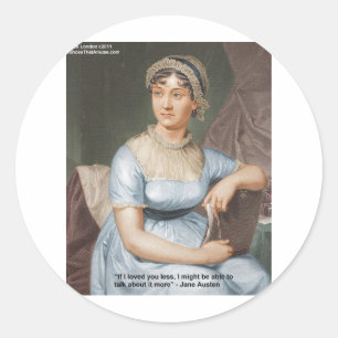 Jane Austen Loved U Less Quote On Gifts & Cards Classic Round Sticker