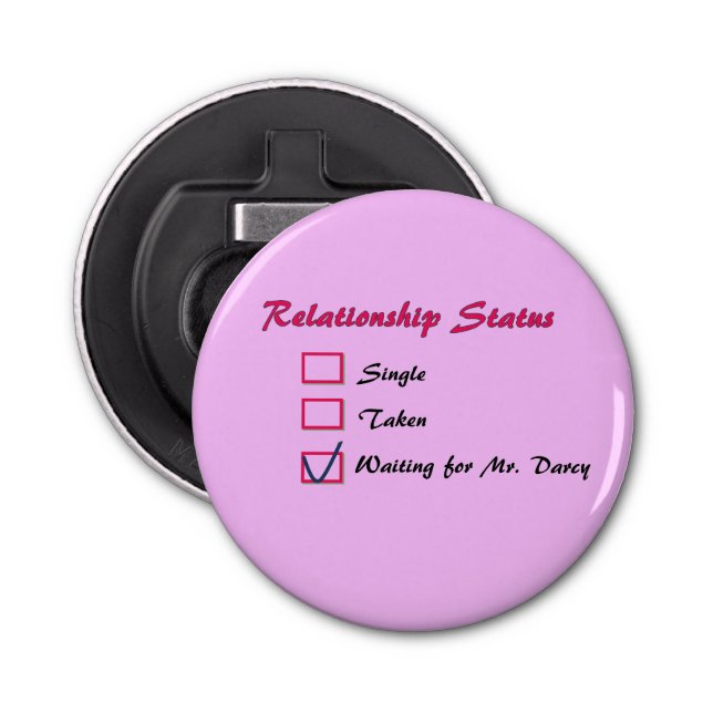 Jane Austen Mr. Darcy Button Bottle Opener (Front)