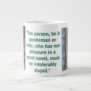 Jane Austen Novel Quote (green) Large Coffee Mug