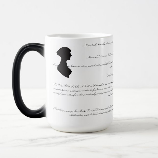 Jane Austen Novels' First LInes Magic Mug (Left)