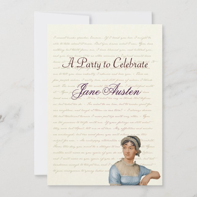 Jane Austen Party Birthday Celebration Quotes Invitation (Front)