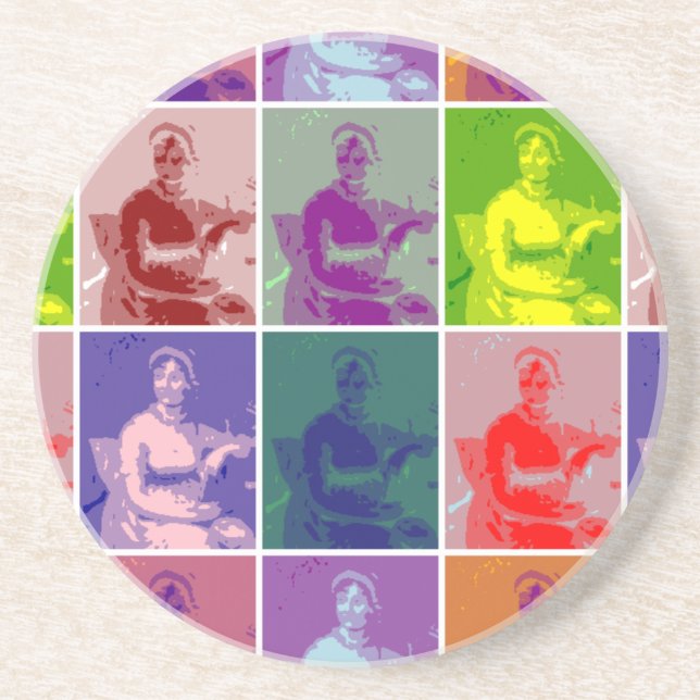 Jane Austen pop art colourful Coaster (Front)