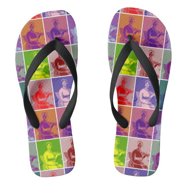 Jane Austen pop art colourful Jandals (Footbed)