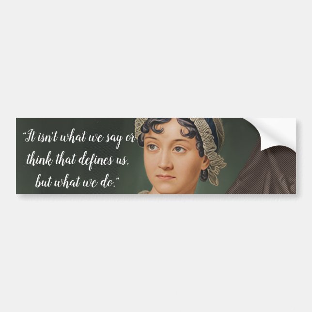 Jane Austen portrait and quote Bumper Sticker (Front)