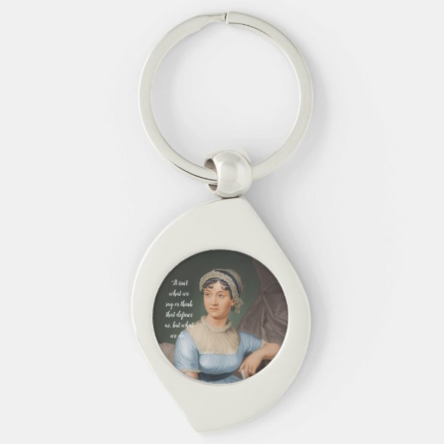 Jane Austen portrait and quote Key Ring (Front)