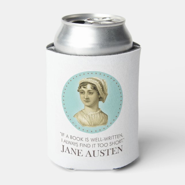 Jane Austen Portrait and Quote on Reading Can Cooler (Can Front)