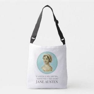 Jane Austen Portrait and Quote on Reading Crossbod Crossbody Bag