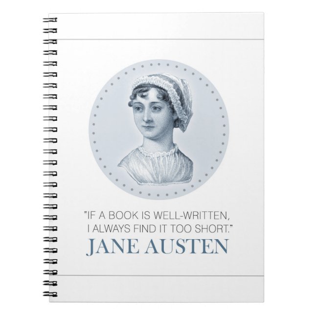Jane Austen Portrait and Quote on Reading Notebook (Front)