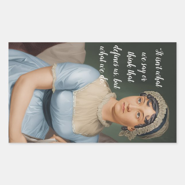 Jane Austen portrait and quote Rectangular Sticker (Front)