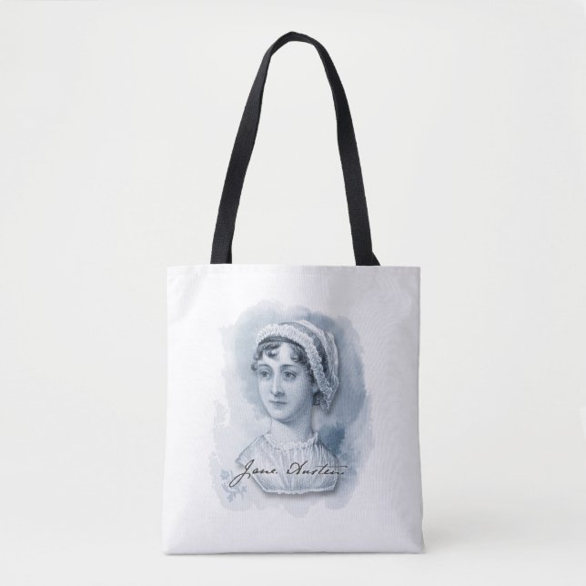 Jane Austen Portrait and Signature Tote Bag (Front)
