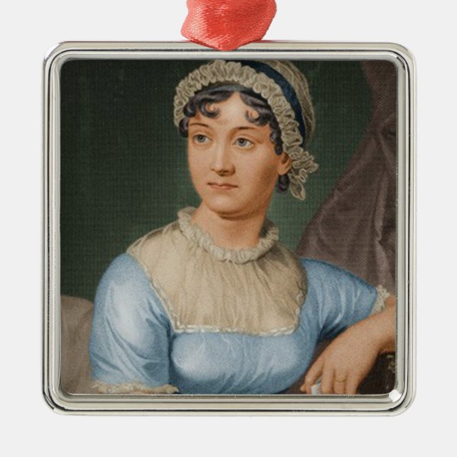 Jane Austen Portrait Christmas Holiday Metal Tree Decoration (Front)