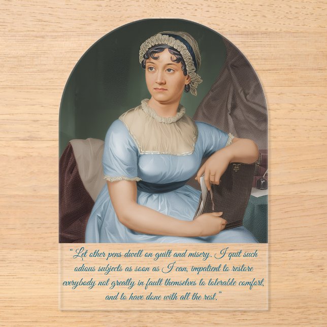 Jane Austen portrait + quote (Blue) Acrylic Invitations (Front)