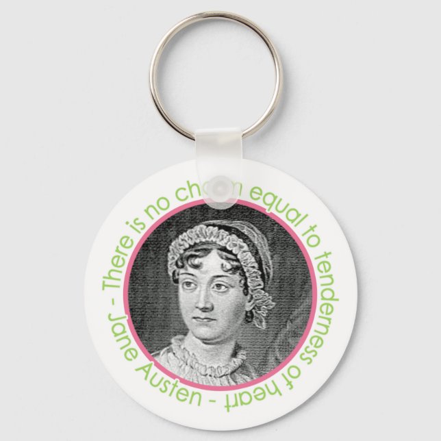 Jane Austen Portrait With Quote Keychain (Front)