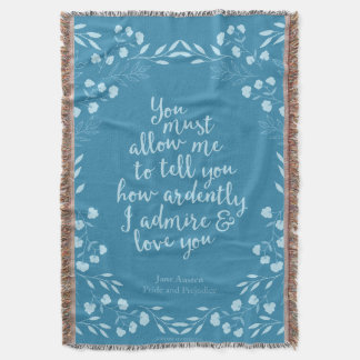 Jane Austen Pride and Prejudice Floral Love Throw Blanket