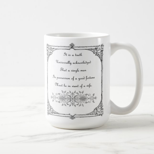 Jane Austen Pride and Prejudice Inspiration Coffee Mug (Right)