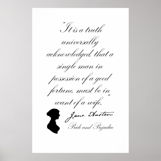 Jane Austen Pride and Prejudice Quote Poster (Front)
