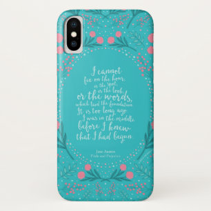 Jane Austen Pride and Prejudice Teal & Pink Floral Case-Mate iPhone Case