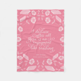 Jane Austen Pride & Prejudice Floral Bookish Quote Fleece Blanket