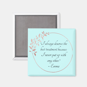 Jane Austen Quote from Emma – Elegant Pink Leaf Magnet