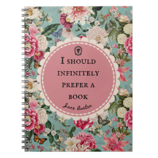 Jane Austen Quote Notebook "Prefer a Book" 