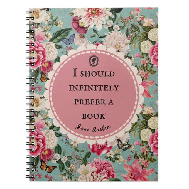Jane Austen Quote Notebook "Prefer a Book"  (Front)