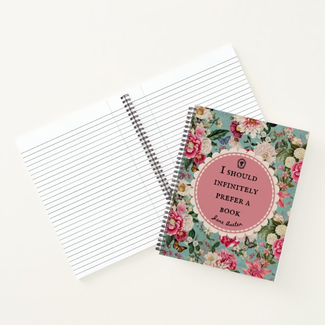 Jane Austen Quote Notebook "Prefer a Book"  (Inside)