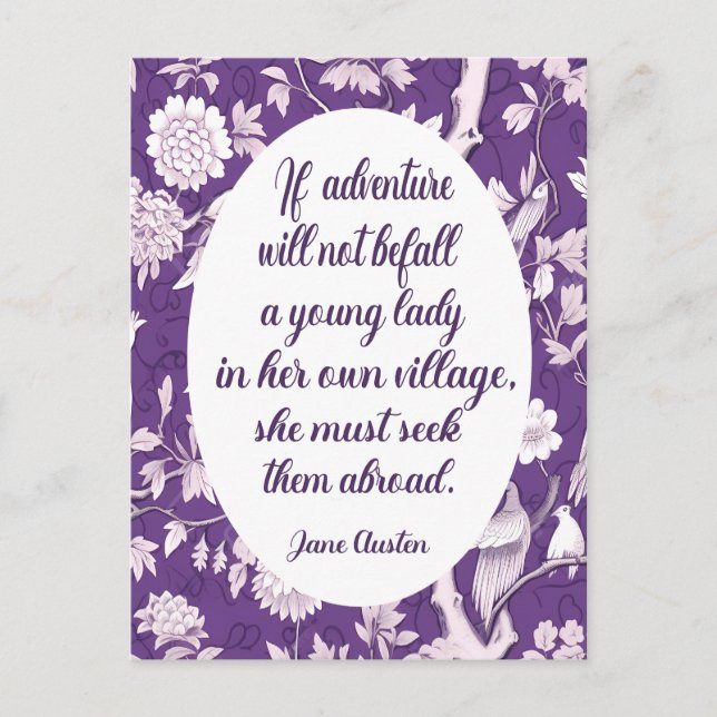 Jane Austen Quote on Adventure Postcard (Front)
