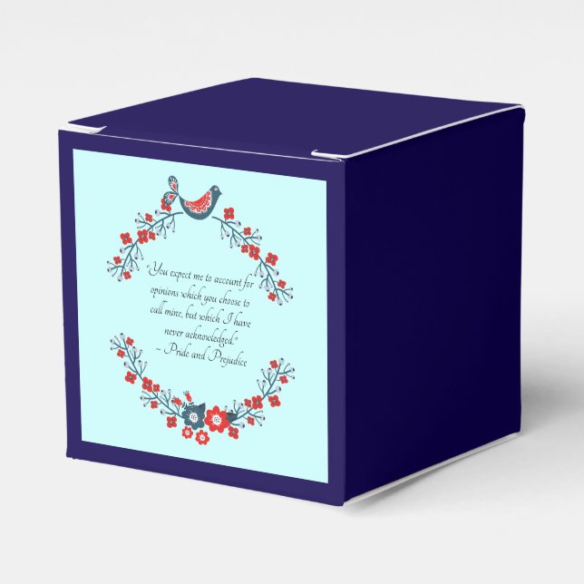 Jane Austen Quote, Pride and Prejudice Floral  Favour Box (Front Side)