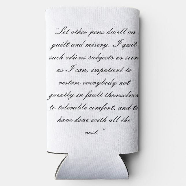 Jane Austen quote & silhouette Seltzer Can Cooler (Back)