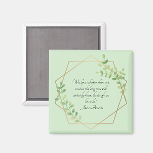 Jane Austen Quote, Wisdom Over Wit Nature Leaves Magnet