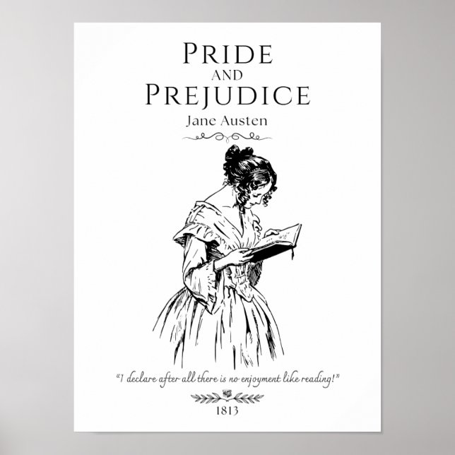 Jane Austen Reading Literature Quote Poster (Front)