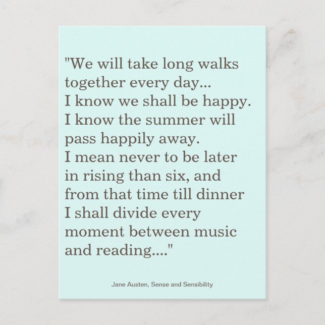 Jane Austen, Reading & Writing quote Postcard (Front)