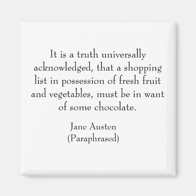 Jane Austen Shopping List Magnet (Front)