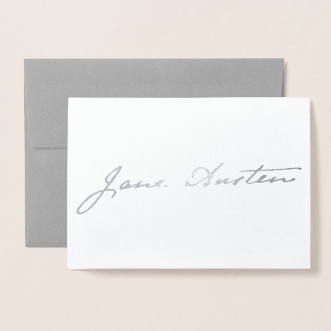 Jane Austen Signature - Silver Foil Card (Front With Envelope)