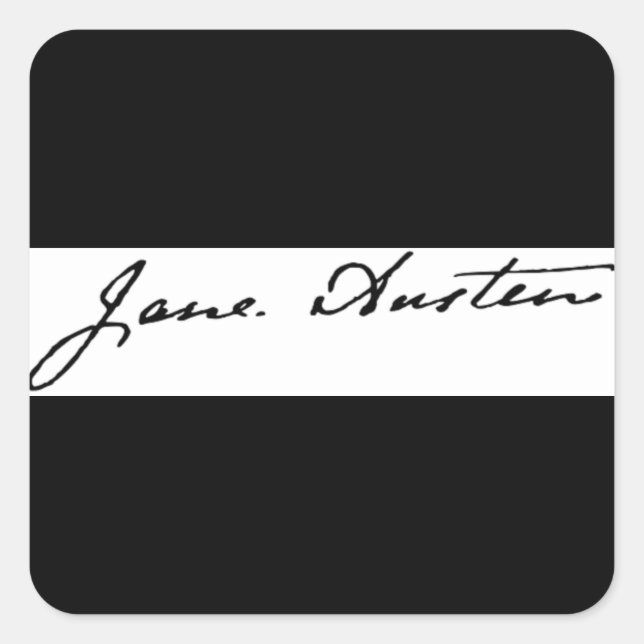 Jane Austen Signature Square Sticker (Front)