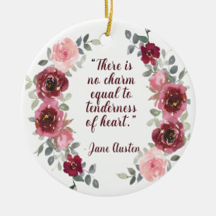 Jane Austen There is No Charm Quote Christmas Ceramic Tree Decoration