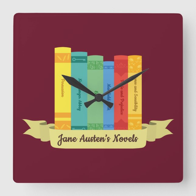 Jane Austen's Novels III Square Wall Clock (Front)