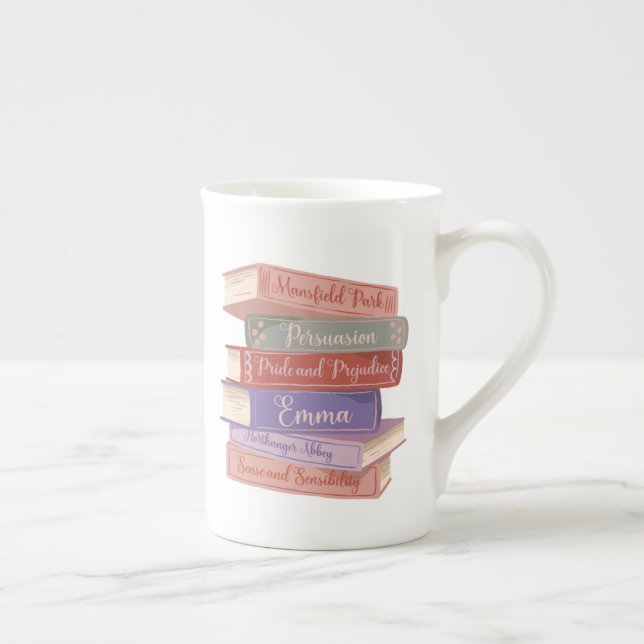 Jane Austen's Novels V Bone China Mug (Right)