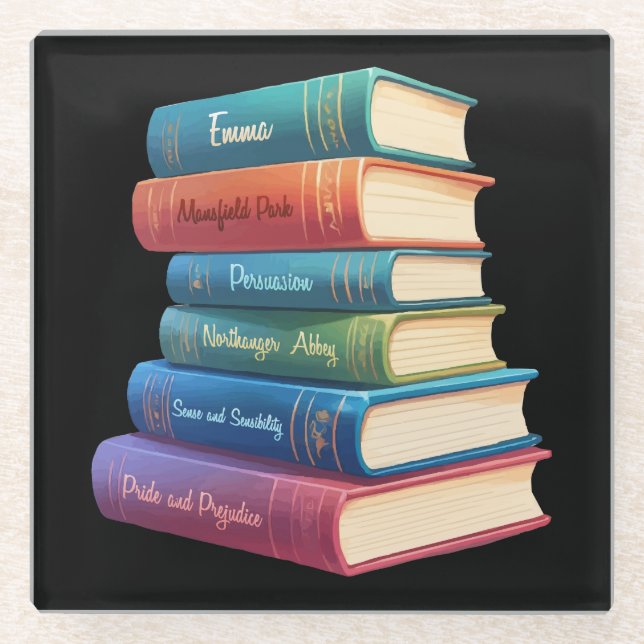 Jane Austen's Novels VIII Glass Coaster (Front)