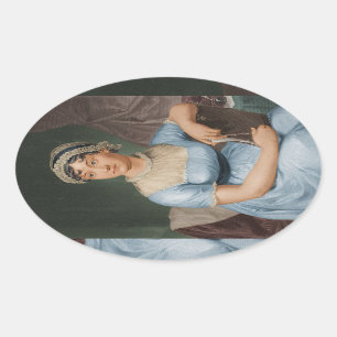 Jane Austen's Portrait Oval Sticker