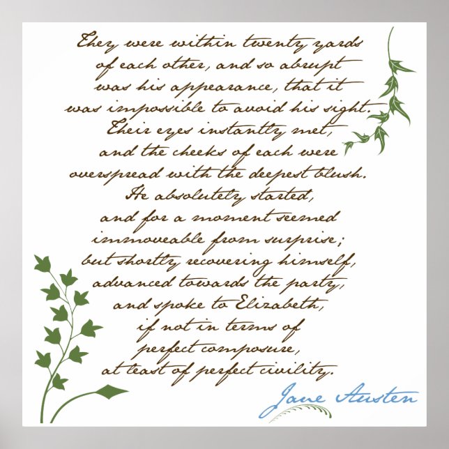 Jane Austen's Pride & Prejudice Quote #1 Poster (Front)
