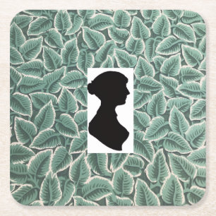 Jane Austen's Silhouette & Home Wallpaper Square Paper Coaster