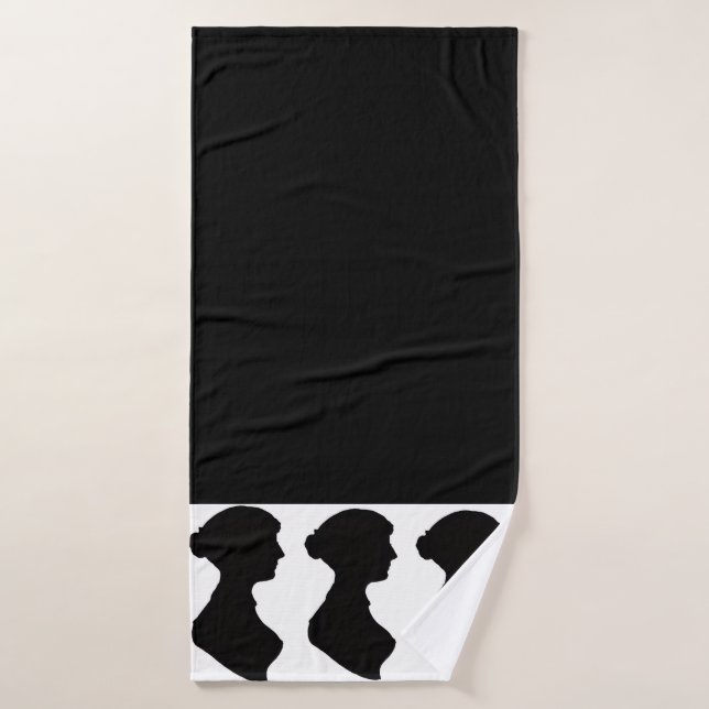 Jane Austen's Silhouette on Black Bath Towel Set (Bath Towel)