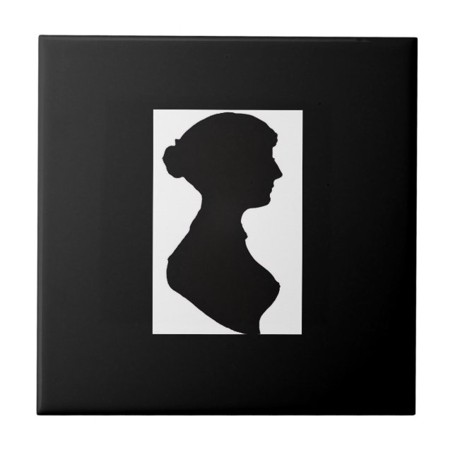 Jane Austen's Silhouette on Black Tile (Front)